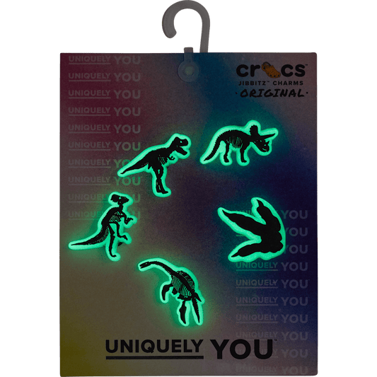 Glow In The Dark Dino 5 Pack Jibbitz Shoe Charm - Crocs