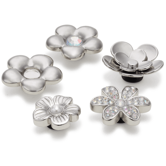 Monochrome Slvr Flwrs 5 Pack Jibbitz™ charms - Crocs